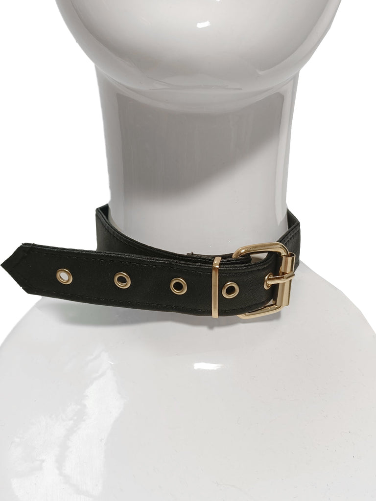 Vegan Leather Collar With Gold Colour Hardware