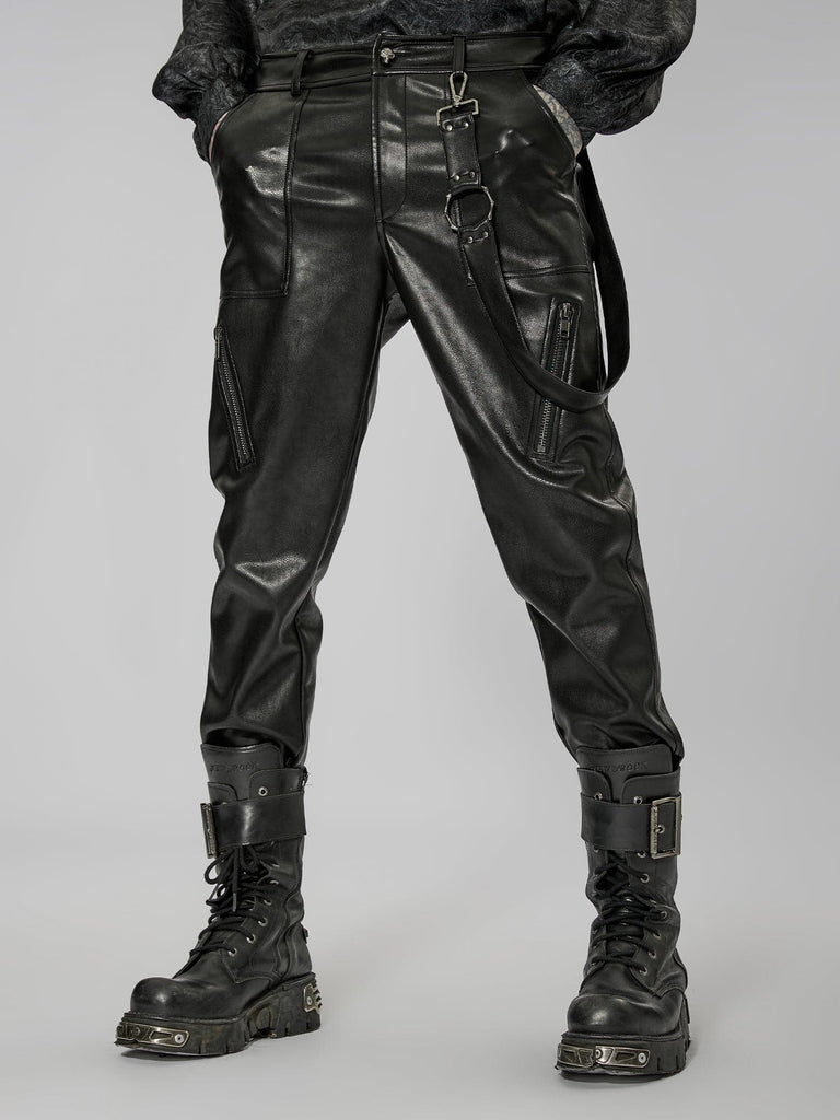 Men's Leather fitted Zipper Trousers from Punk Rave