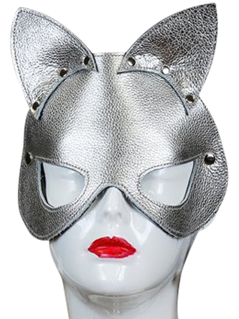 Skin Two UK Cat Mask Patent Silver - One Size Costume