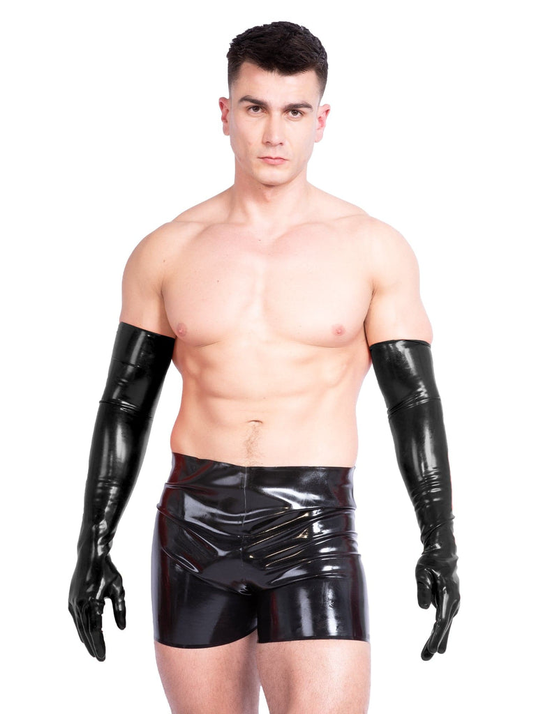 Men`s Moulded Shoulder Length Latex Gloves in Black