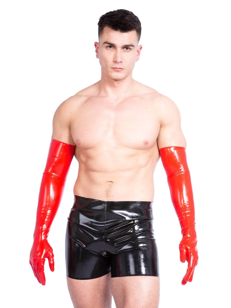 Men`s Moulded Shoulder Length Latex Gloves in Red