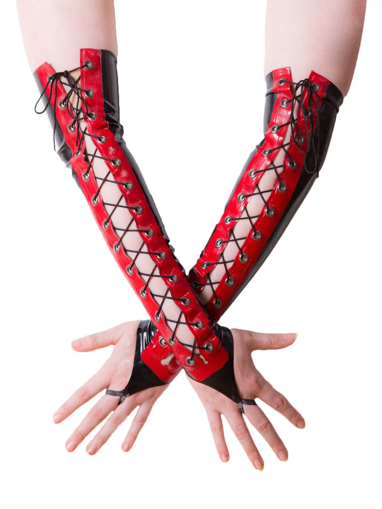 Skin Two UK Fingerless Lace Up Latex Gloves - One Size Gloves