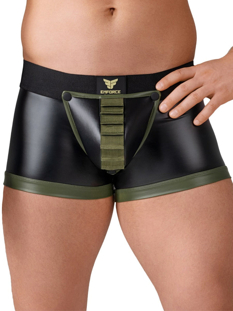 Skin Two UK Trunk Shorts with Open Rear in Black & Green Shorts
