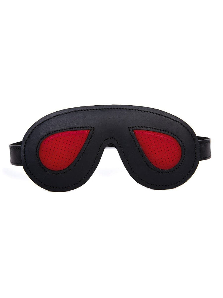 Skin Two UK Black & Red Padded Leather Blindfold - One Size Blindfolds